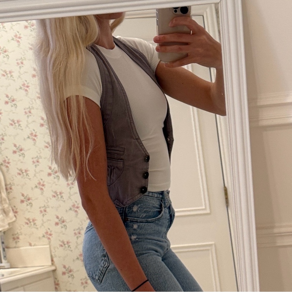 Gray Jean Vest - Picture 6 of 9